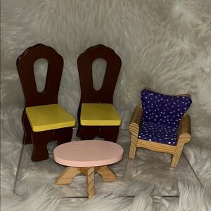 Miniature Wood Dollhouse Furniture Toy Set